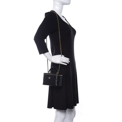 Chanel Lambskin Quilted Small Top Handle Vanity Case With Chain Black 2 of 11