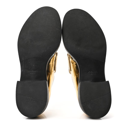 Prada Metallic Brushed Calfskin Metal Triangle Logo 50mm Loafers 39.5 Platino 6 of 8