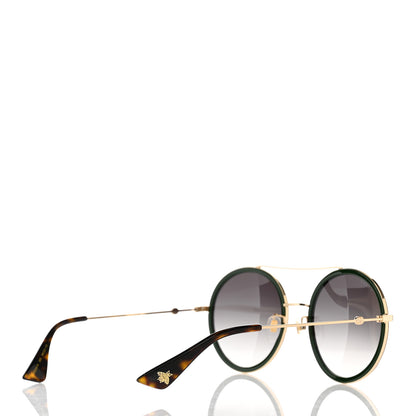 Gucci Metal Round Frame Sunglasses GG0061S Green Red 4 of 8