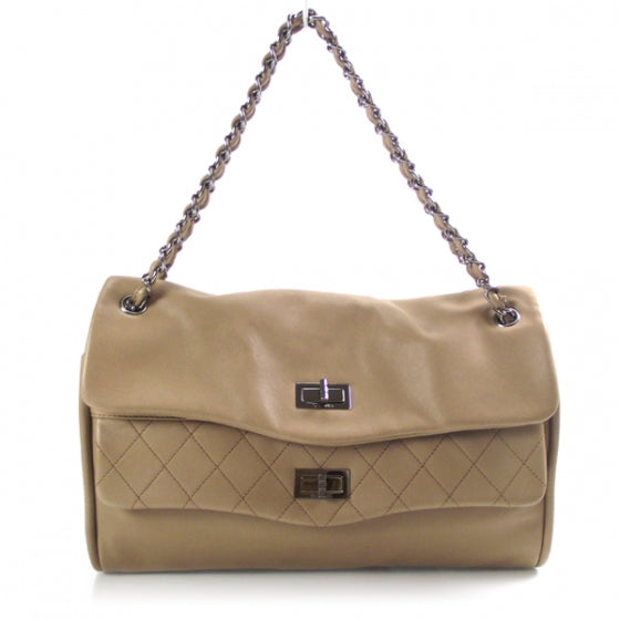 Lambskin Double Mademoiselle Jumbo Flap Beige