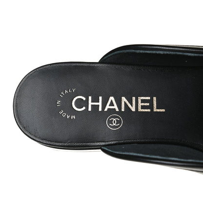 Chanel Lambskin Pearl CC Mules 36 Black 9 of 11