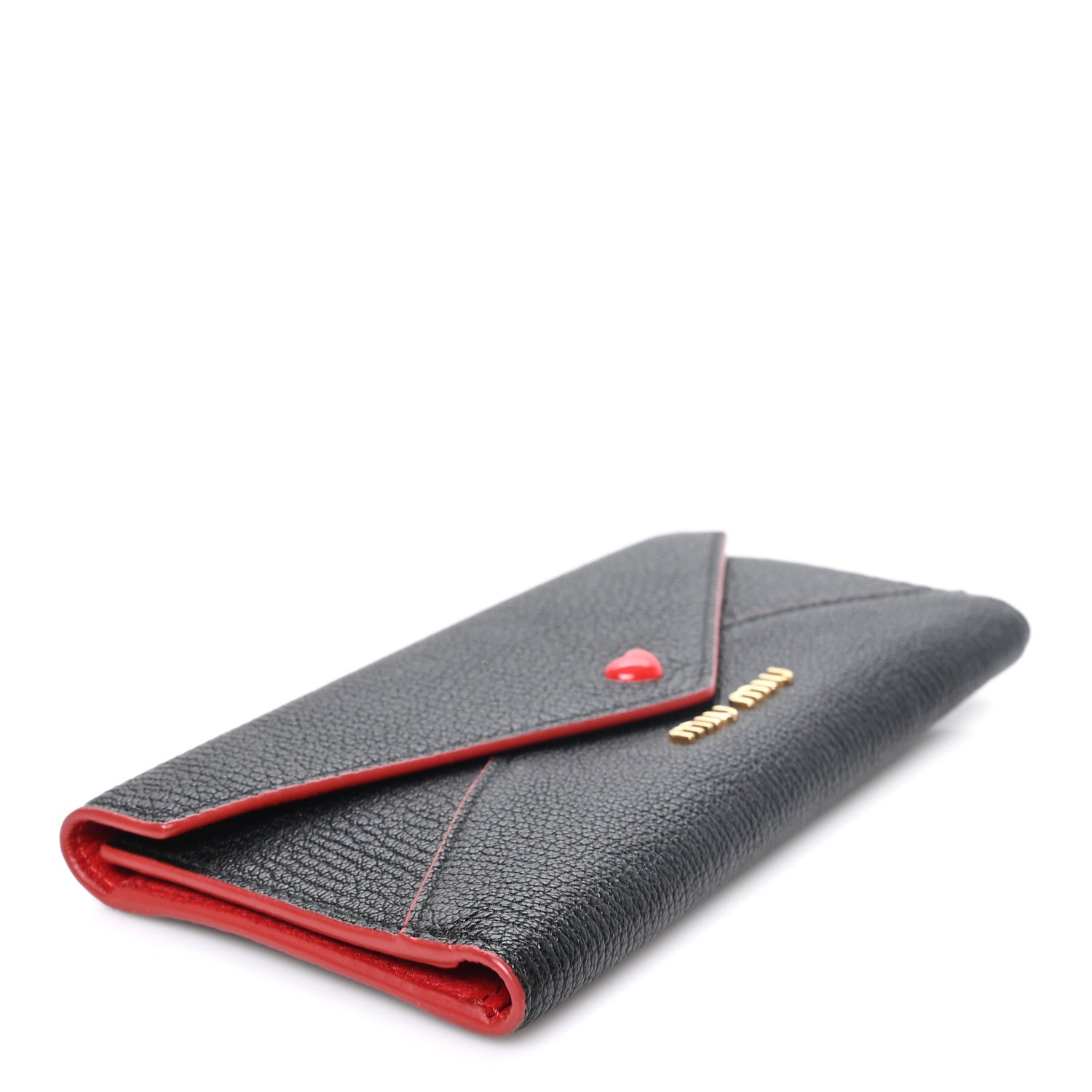 Miu Miu Goatskin Madras Love Envelope Wallet Black 4 of 6