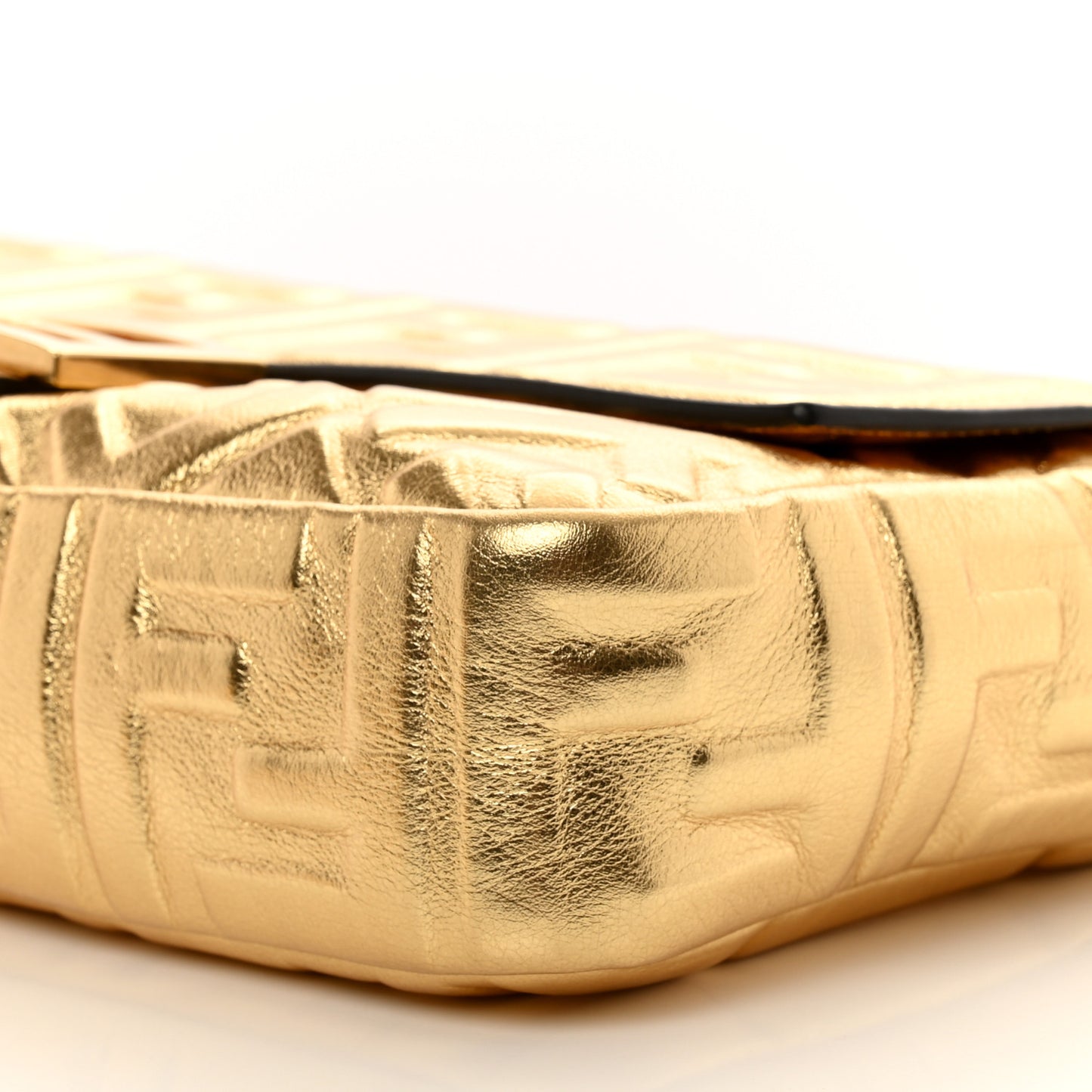 Vitello Catalan Mirror FF 1974 Embossed Baguette Gold