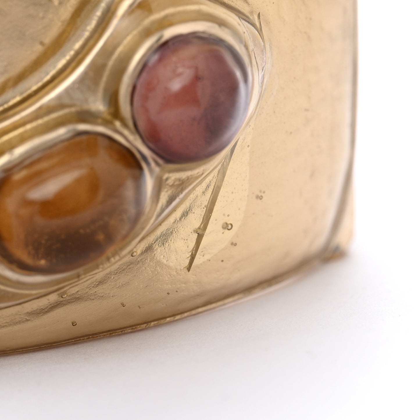 Metal Gripoix Poured Glass CC Cuff Gold Multicolor