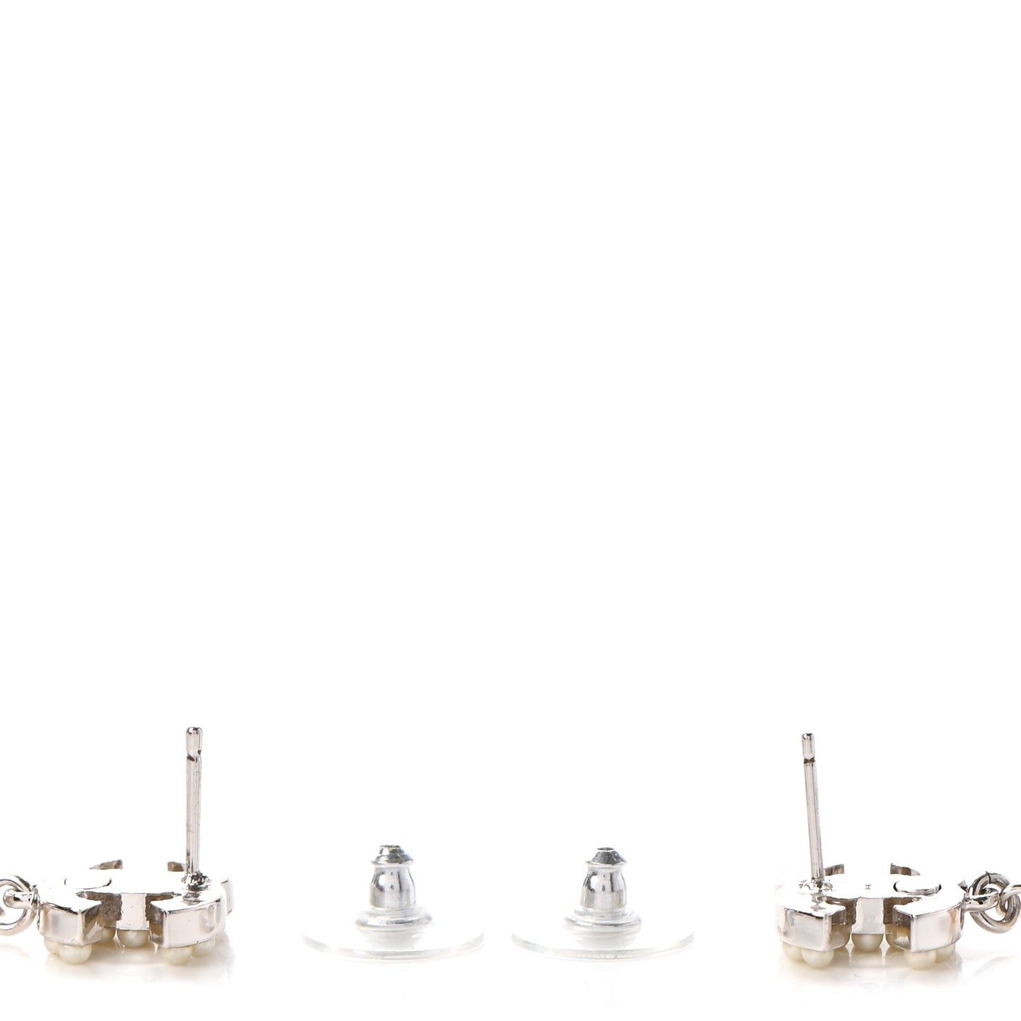 Pearl CC Drop Earrings Silver