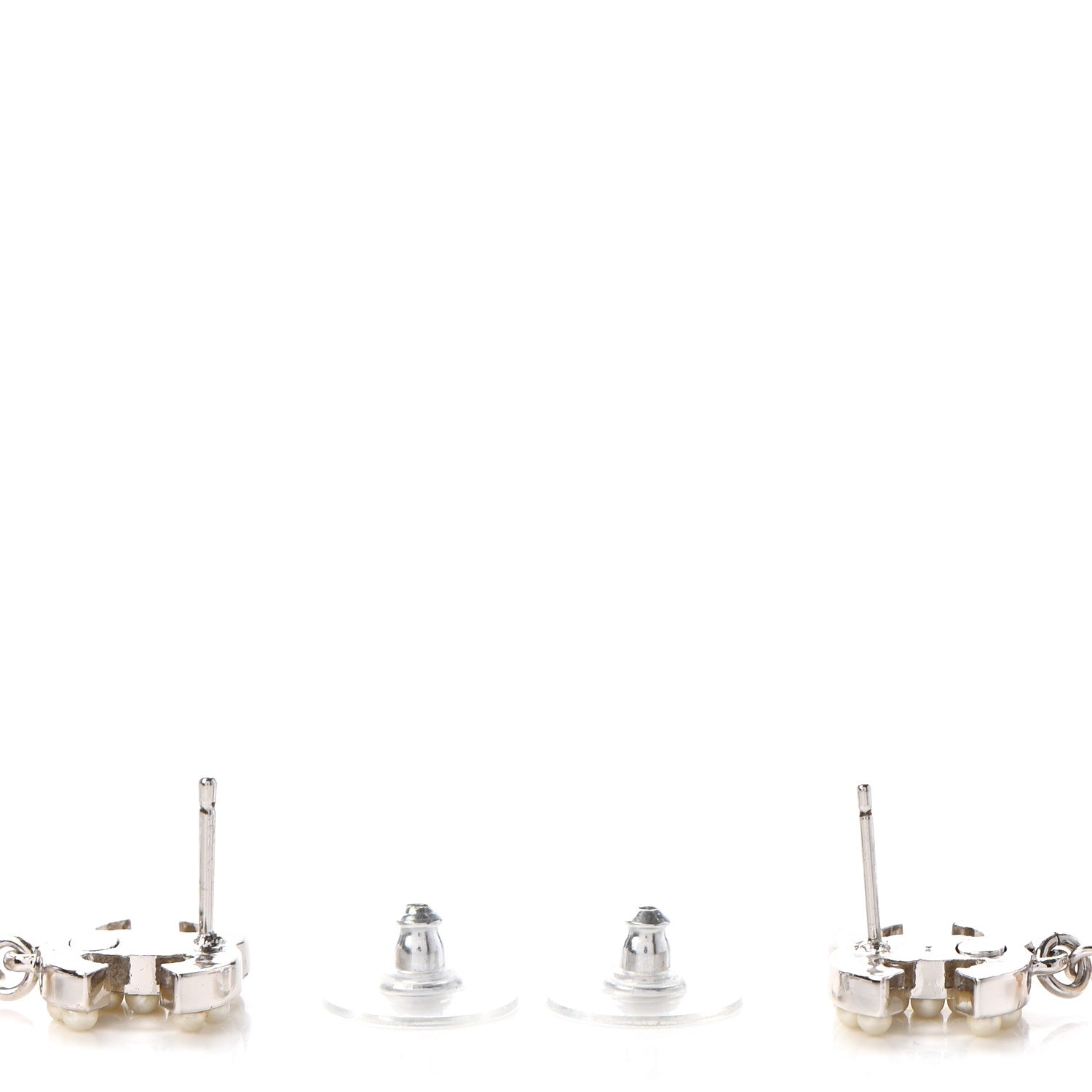 Chanel Pearl CC Drop Earrings Silver 3 of 4