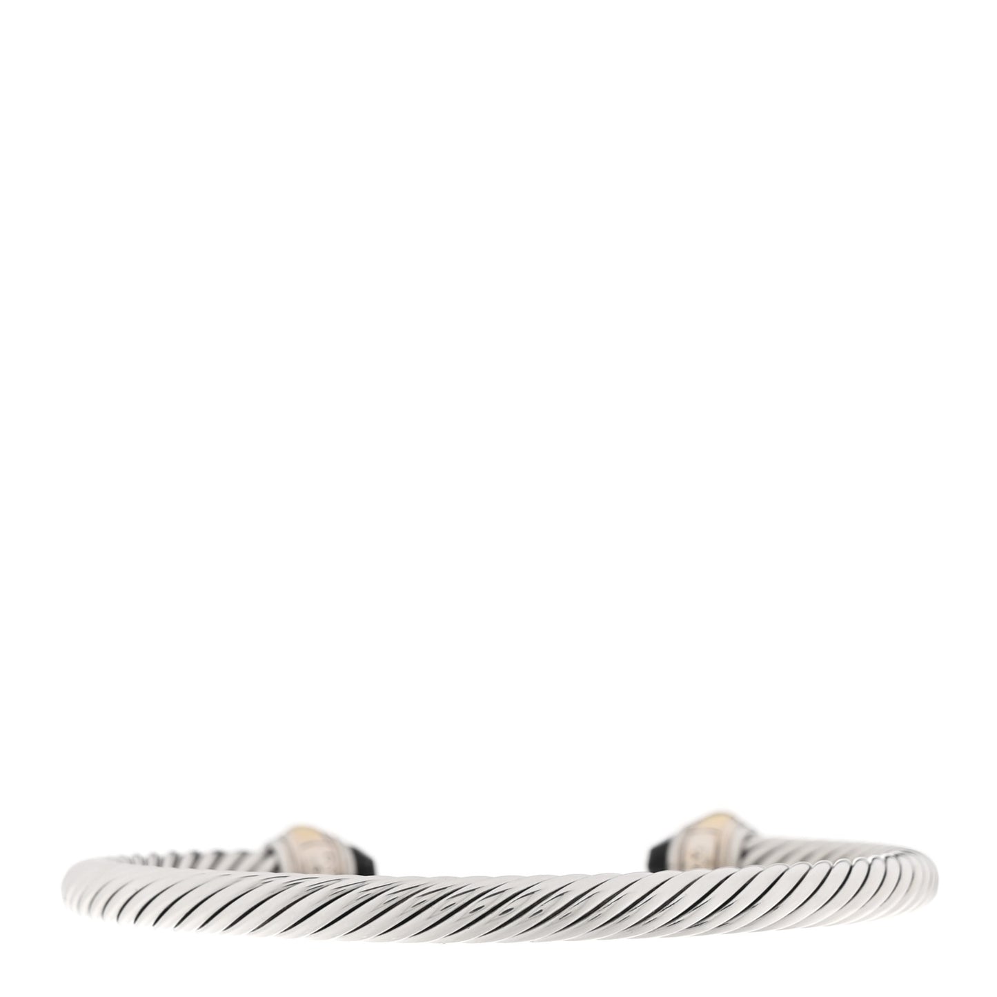 Sterling Silver 14K Yellow Gold Black Onyx 5mm Cable Classics Bracelet