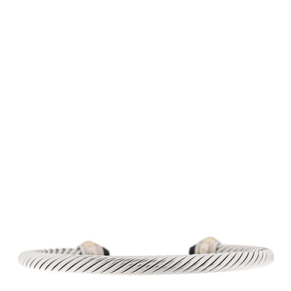 David Yurman Sterling Silver 14K Yellow Gold Black Onyx 5mm Cable Classics Bracelet 2 of 3