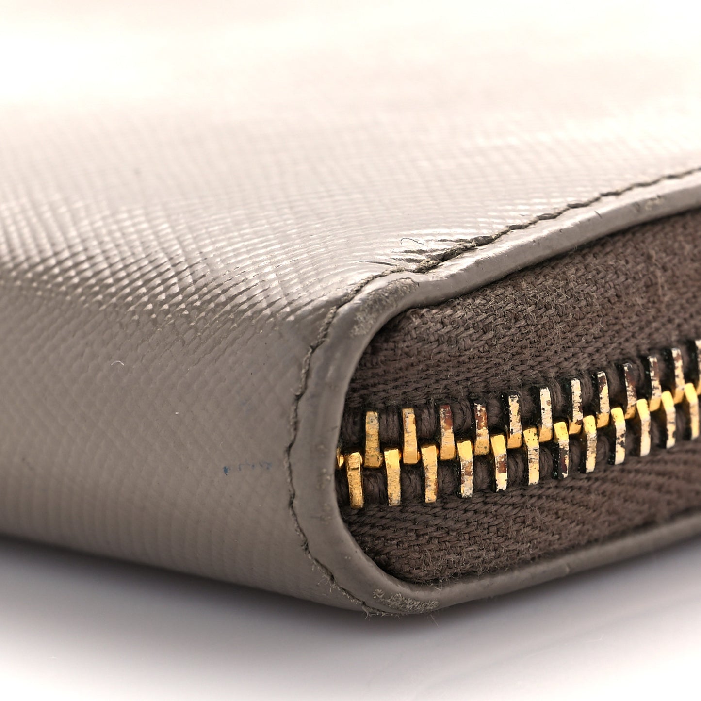 Saffiano Metal Zip Around Wallet Argilla