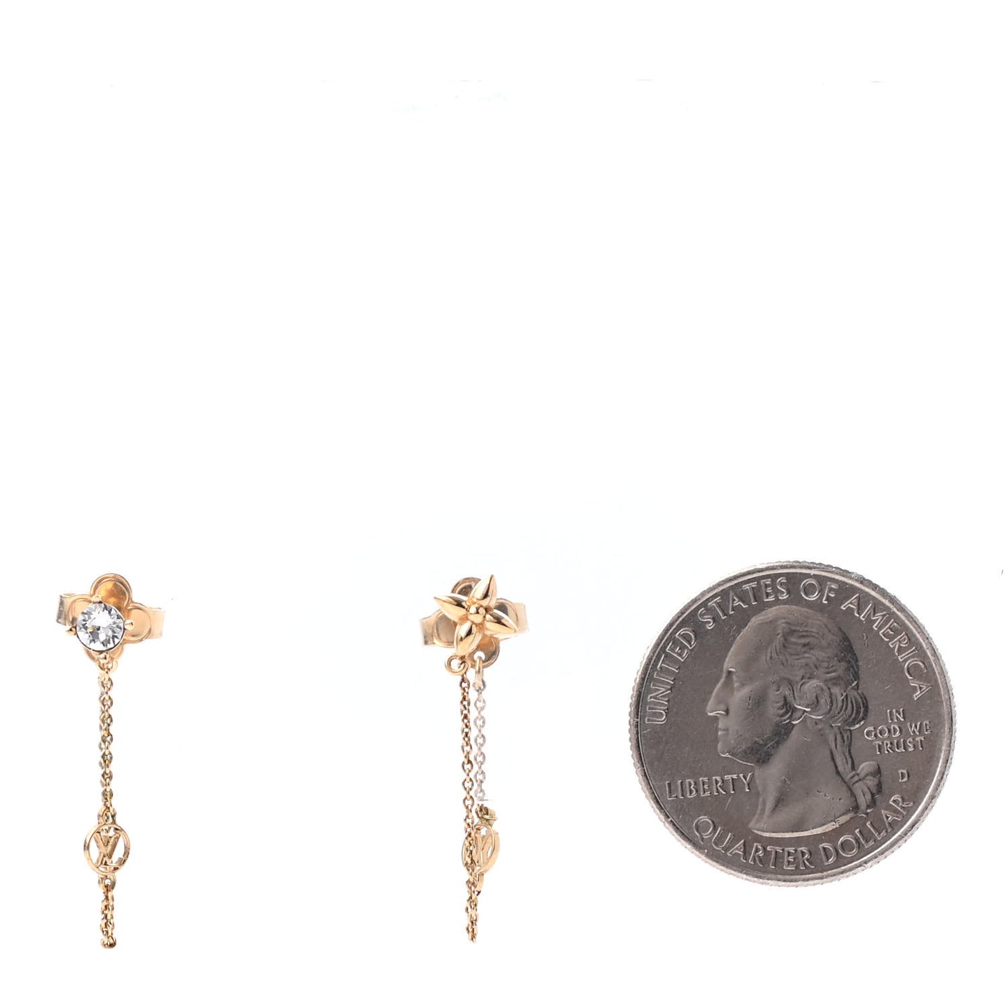 Metal Crystal Petit Louis Earrings Gold