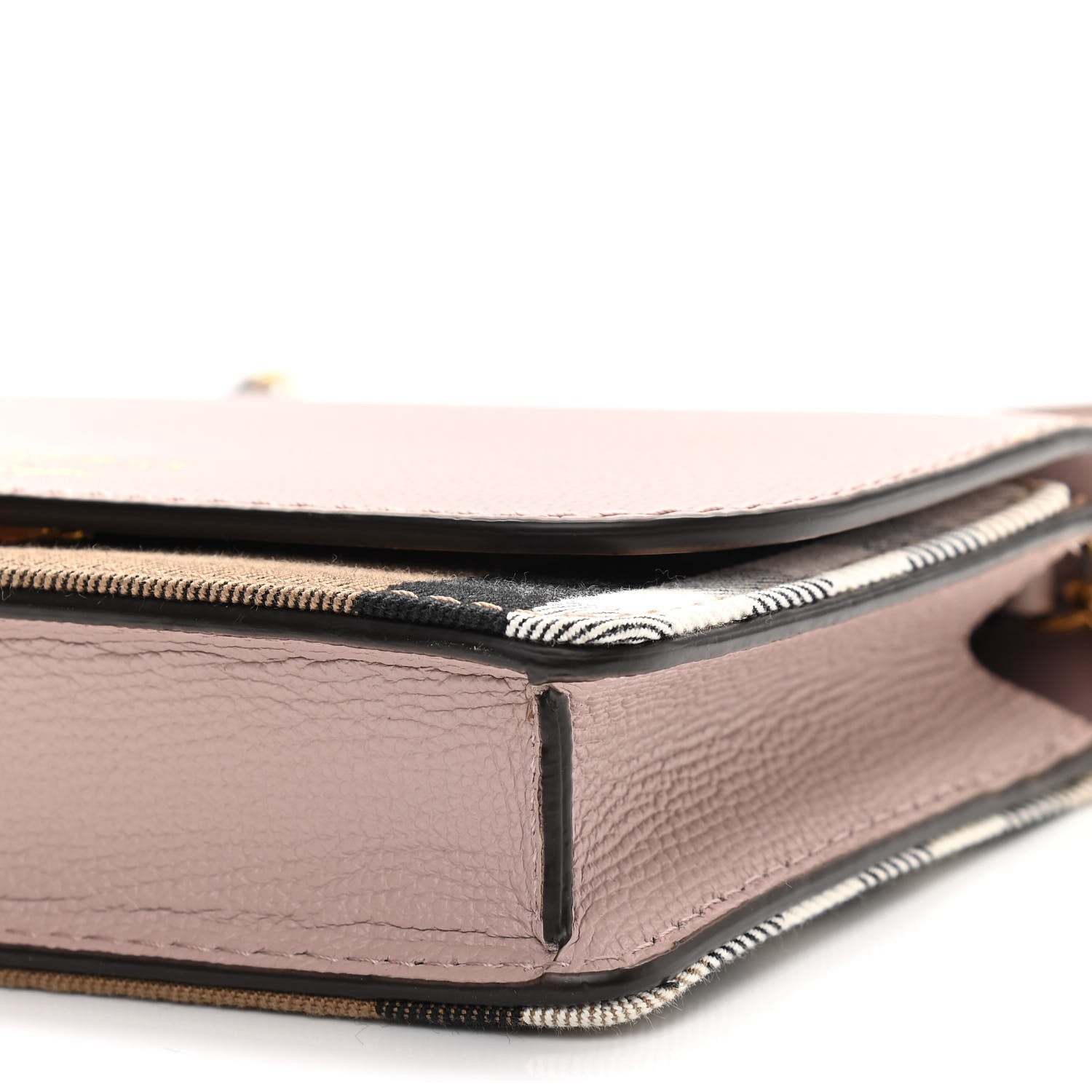 Burberry Grained Calfskin House Check Tartan Mix Hampshire Wallet On Chain Pink 9 of 10