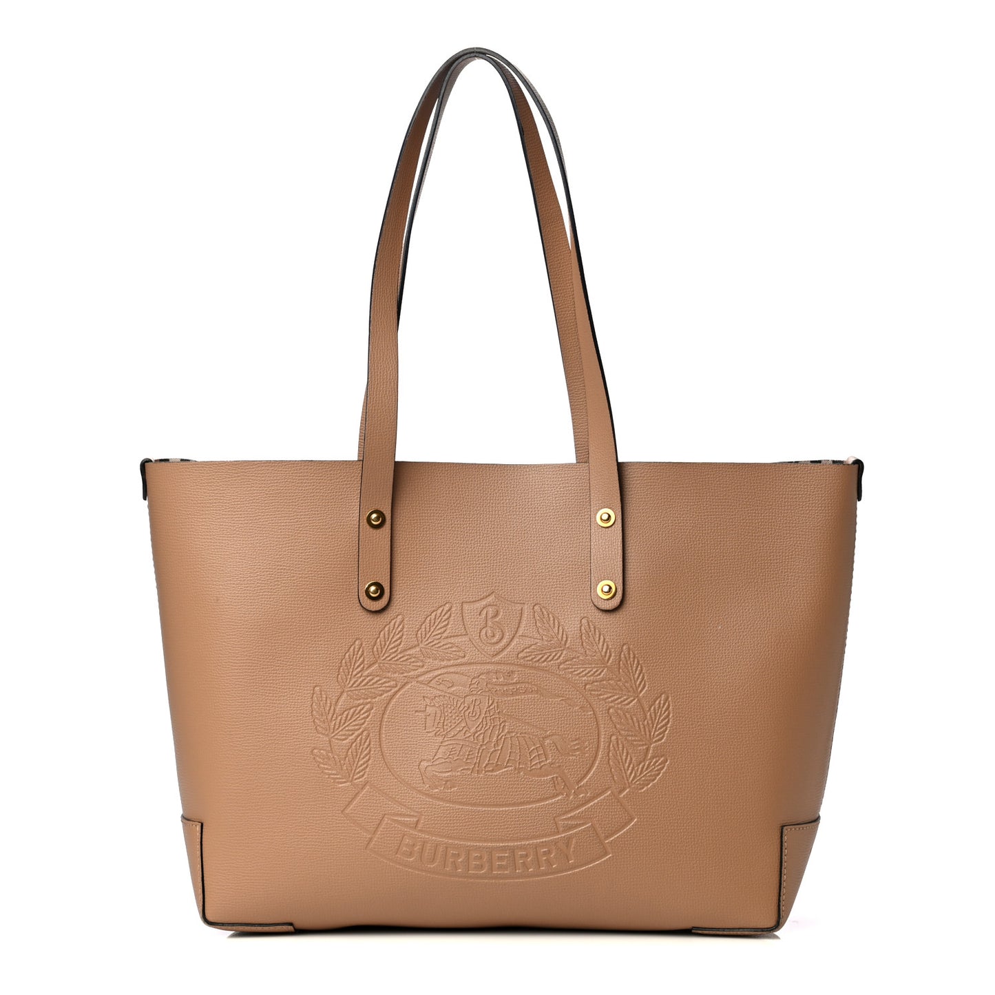 Calfskin Embossed Crest MediumTote Camel