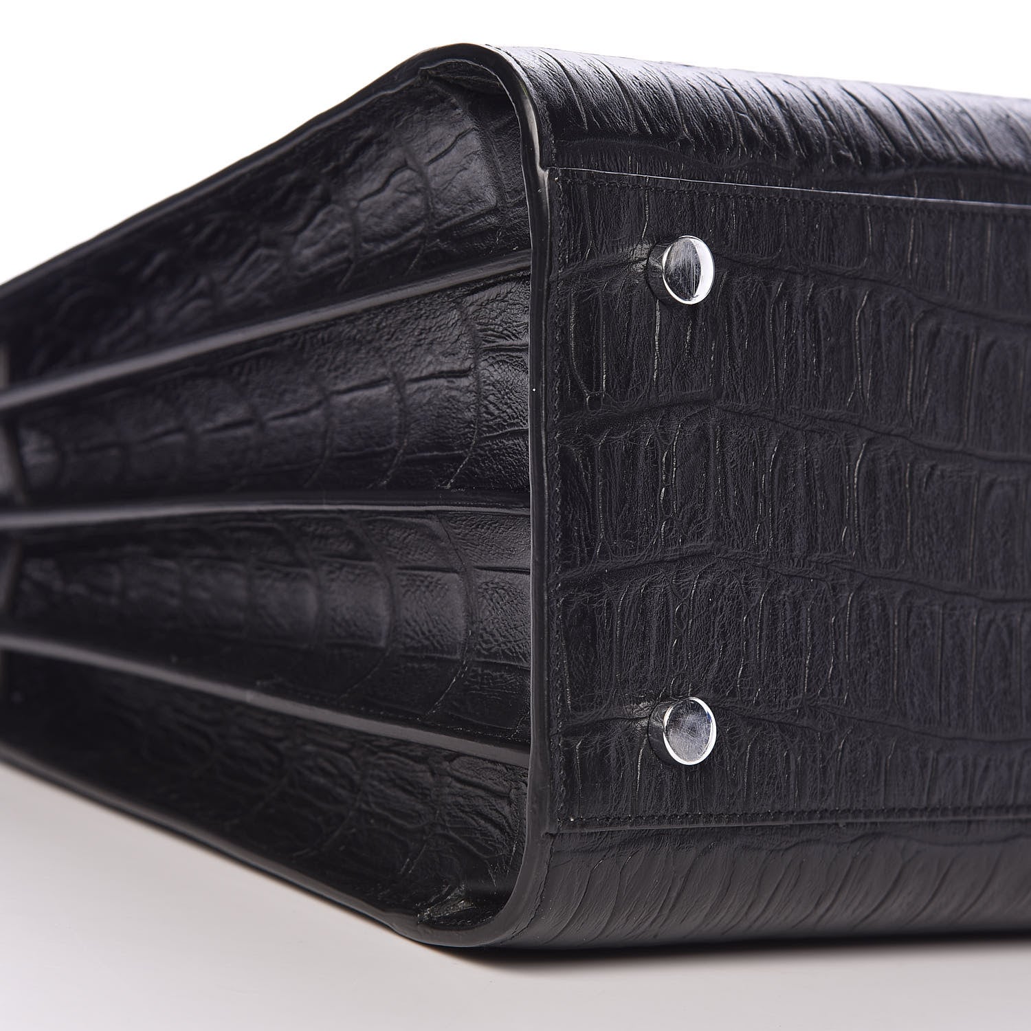Saint Laurent Calfskin Crocodile Embossed Small Sac de Jour Black 10 of 12
