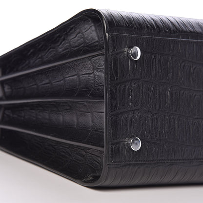 Saint Laurent Calfskin Crocodile Embossed Small Sac de Jour Black 10 of 12