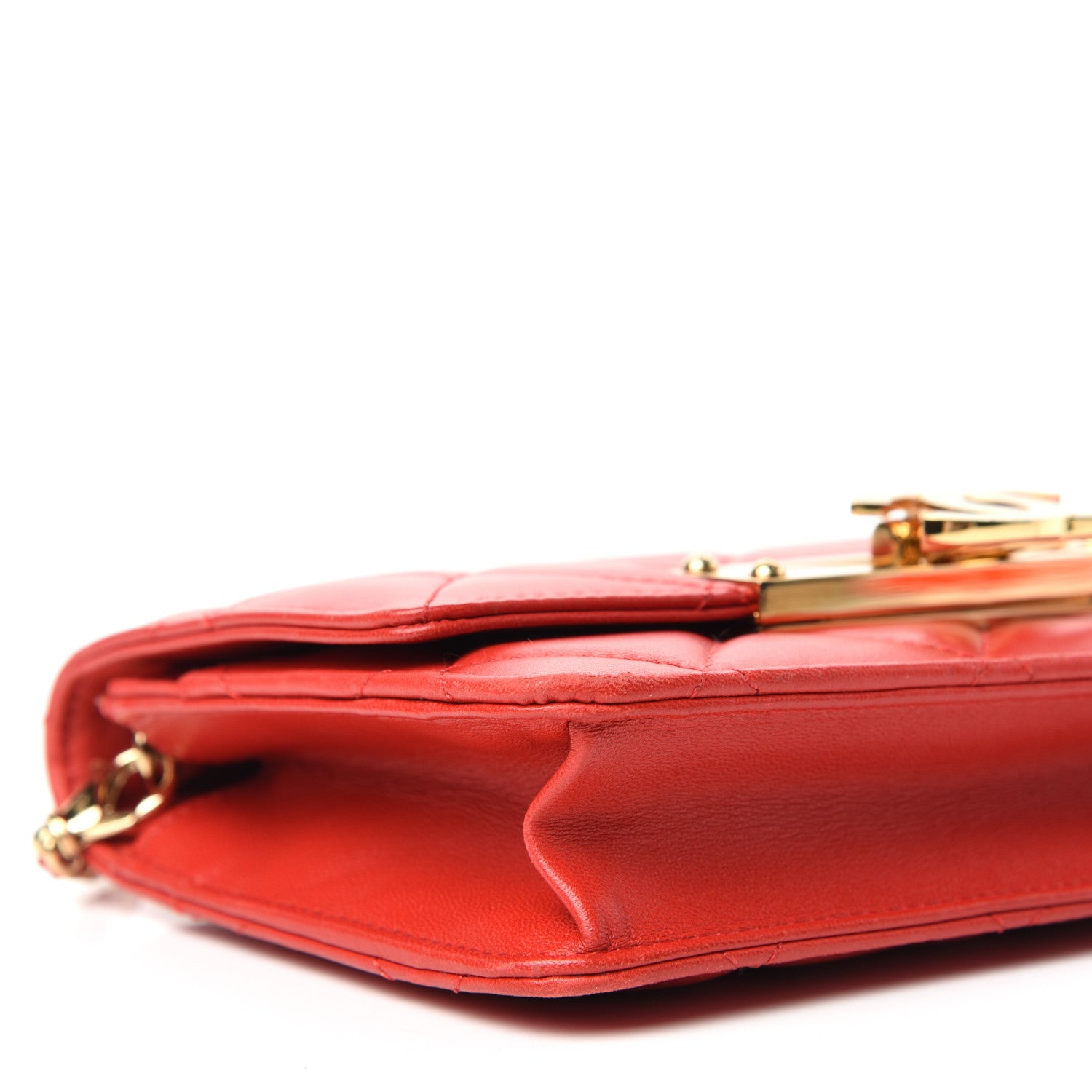 Chanel Lambskin Quilted Golden Class Wallet on Chain WOC Red 8 of 10