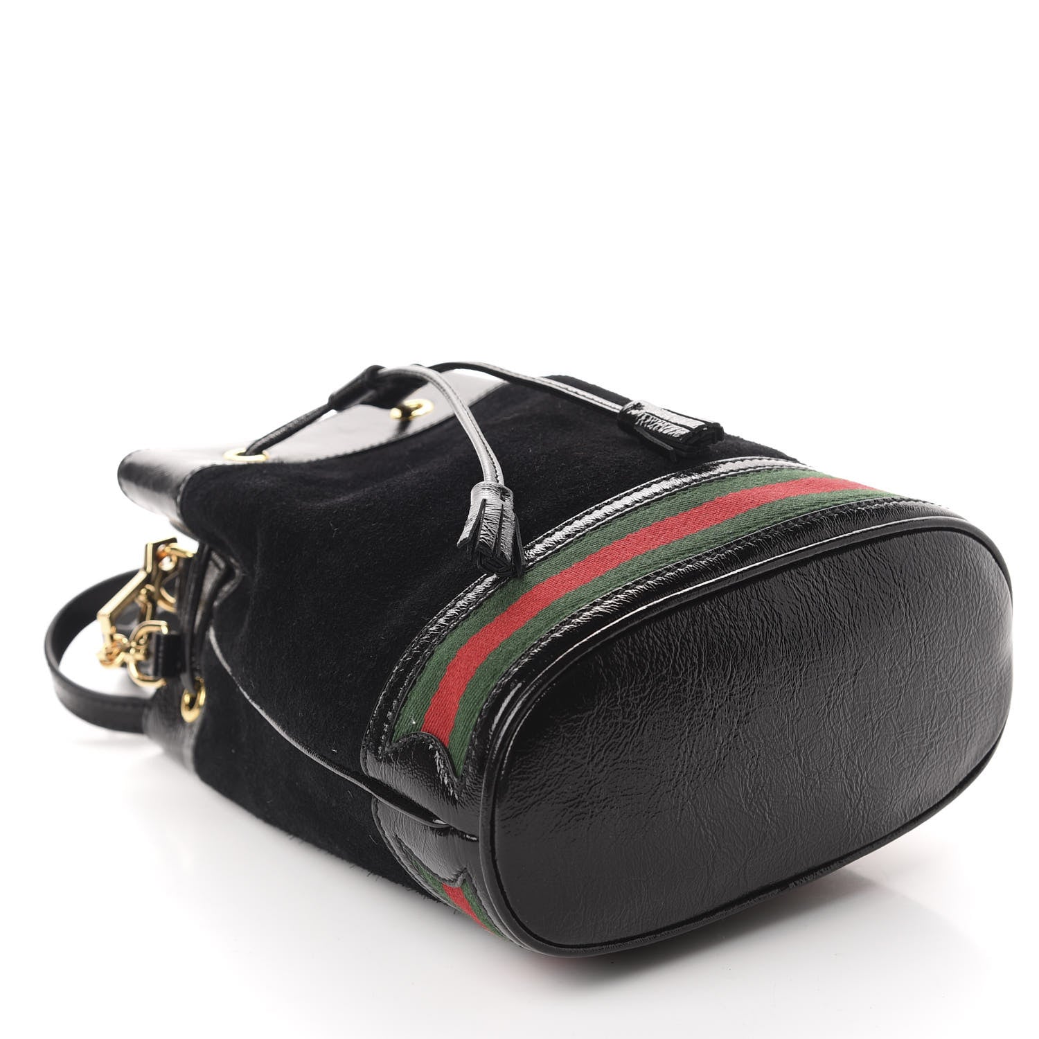 Gucci Suede Patent Web Small Ophidia Bucket Bag Black 4 of 10
