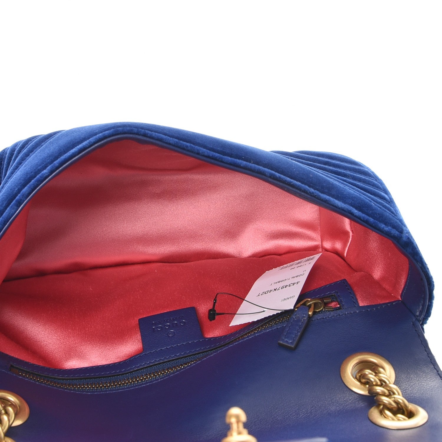 Gucci Velvet Matelasse Small GG Marmont Shoulder Bag Cobalt Blue 5 of 7