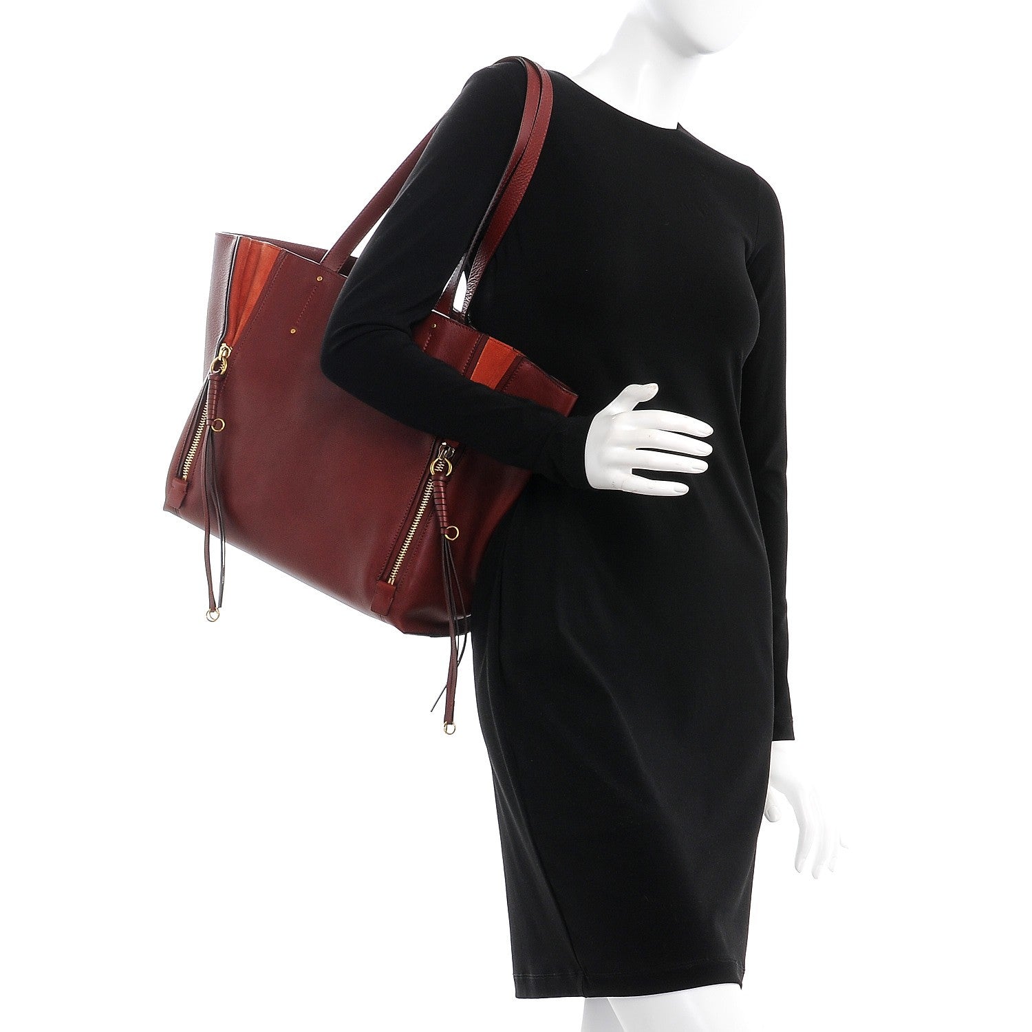 Chloe Smooth Calfskin Medium Milo Shopping Tote Sienna Red 2 of 8