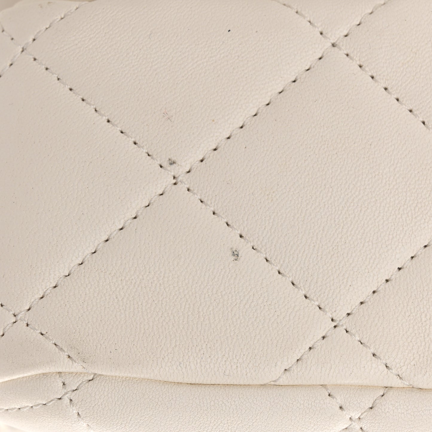 Lambskin Quilted Logo Mini Flap With Handle White