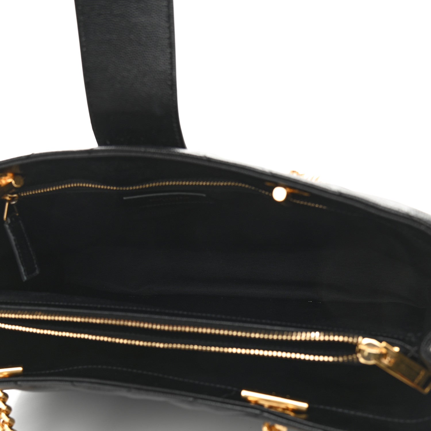 Saint Laurent Grain De Poudre Matelasse Chevron Monogram Shopping Bag Black 5 of 10