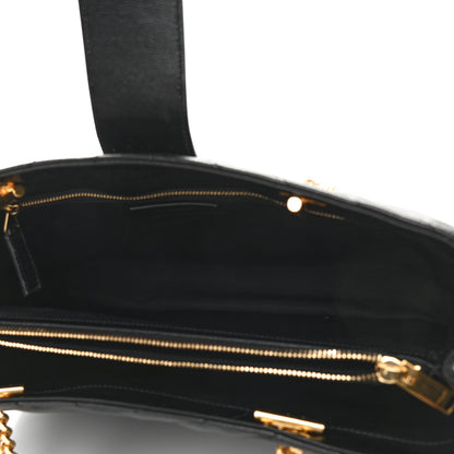 Saint Laurent Grain De Poudre Matelasse Chevron Monogram Shopping Bag Black 5 of 10