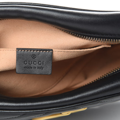 Gucci Calfskin Matelasse Small GG Marmont Chain Shoulder Bag Black 6 of 12