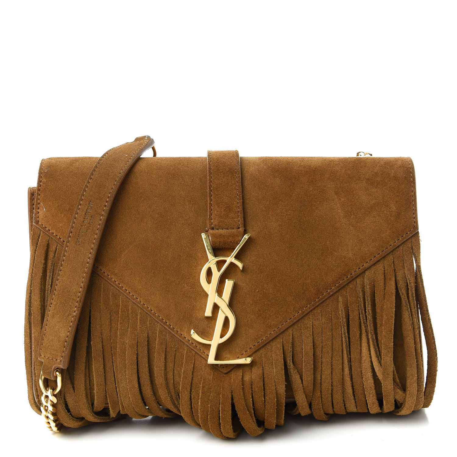 Saint Laurent Suede Fringe Baby Monogram Satchel Light Ocre 1 of 10