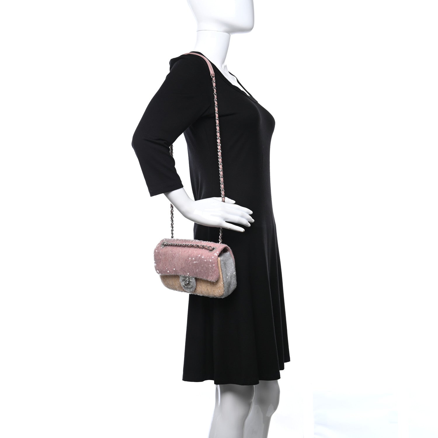 Chanel Sequin Mini Waterfall Flap Pink Blue Yellow 2 of 11