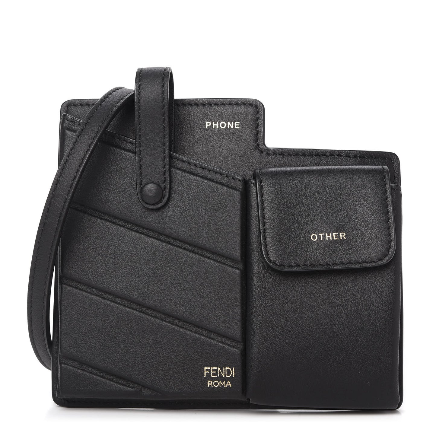 Vitello Grace Matte Two Pocket Mini Crossbody Black
