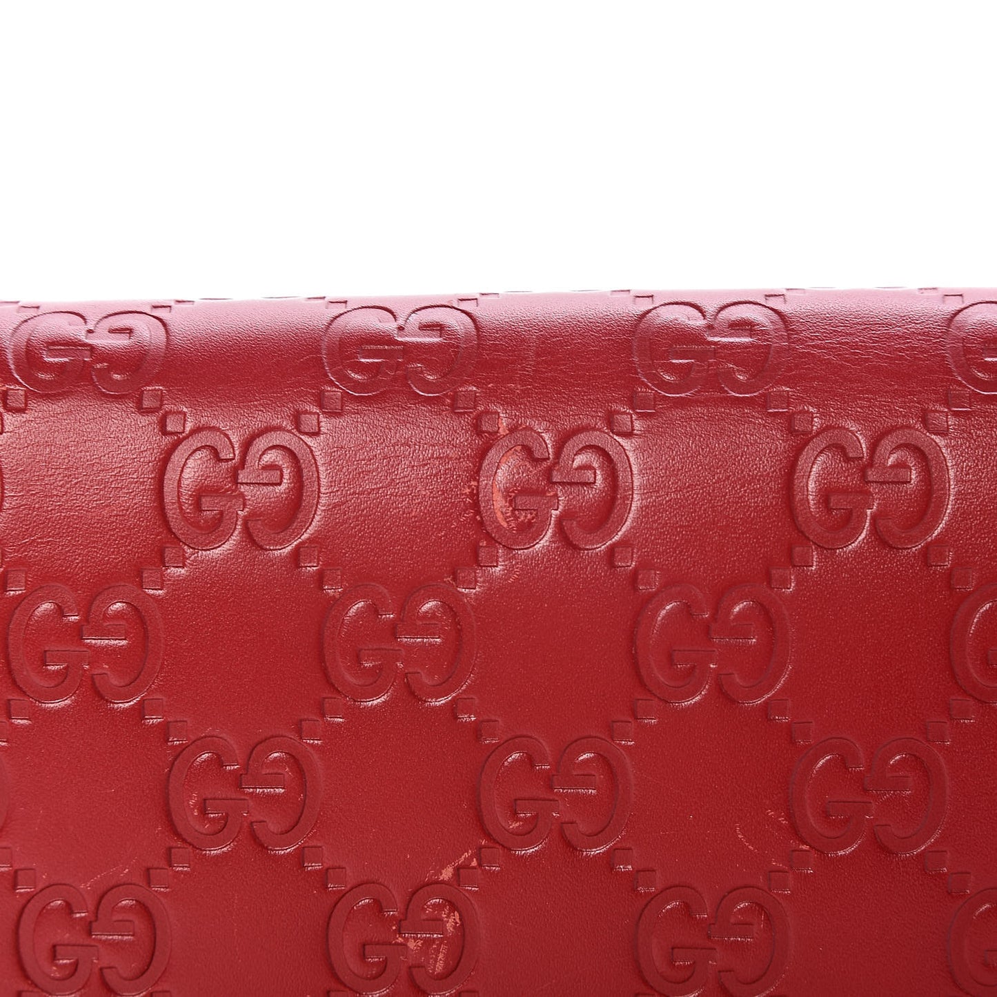 Guccissima Signature Bowy Chain Wallet Hibiscus Red