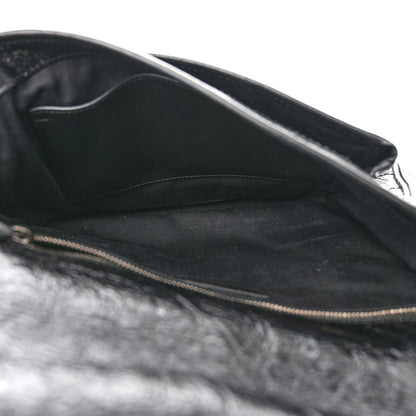 Saint Laurent Crinkled Calfskin Matelasse Monogram Medium Niki Chain Satchel Black 5 of 10