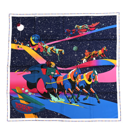 Hermes Silk Space Derby Scarf 90 Marine Rose Vif Multicolor 1 of 5