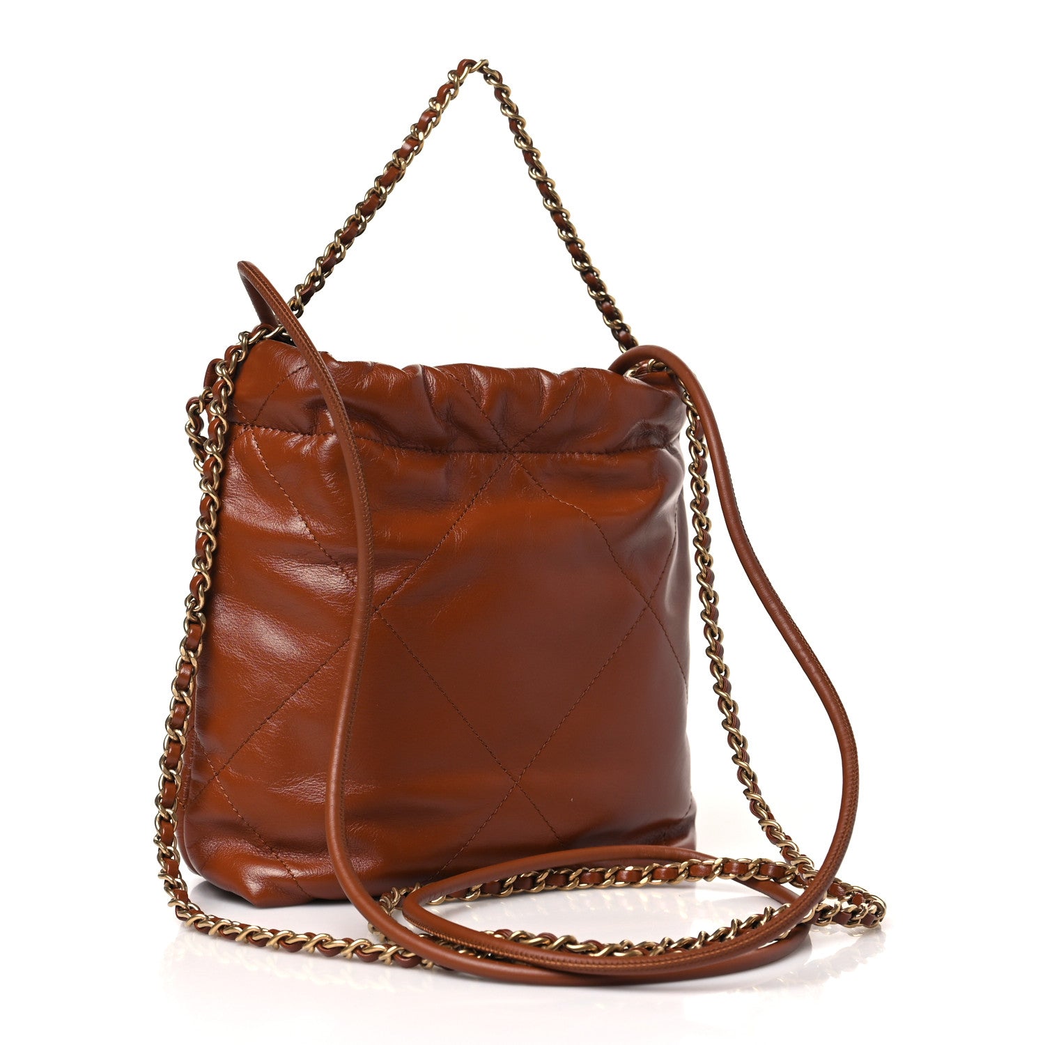 Chanel Shiny Calfskin Quilted Mini Chanel 22 Light Brown 2 of 10