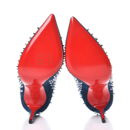 Christian Louboutin Veau Velours Studded Escarpic 100 Pumps 35 Quartz Petrol 5 of 7