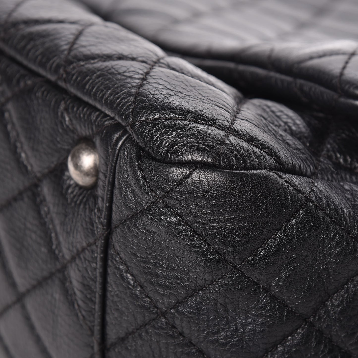 Calfskin Quilted XXL Travel Flap Bag Black
