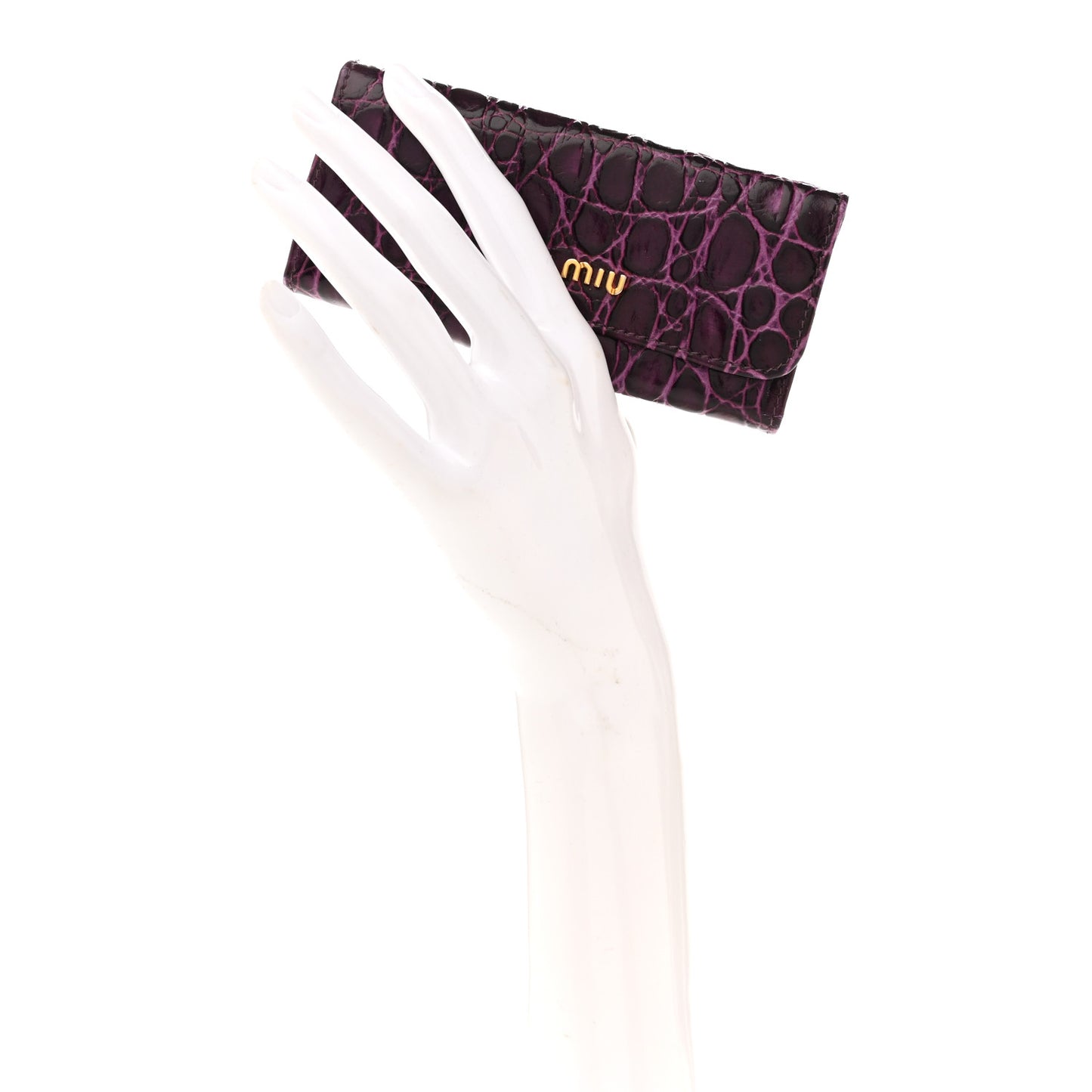 Calfskin Crocodile Embossed Card Holder Key Ring Petunia