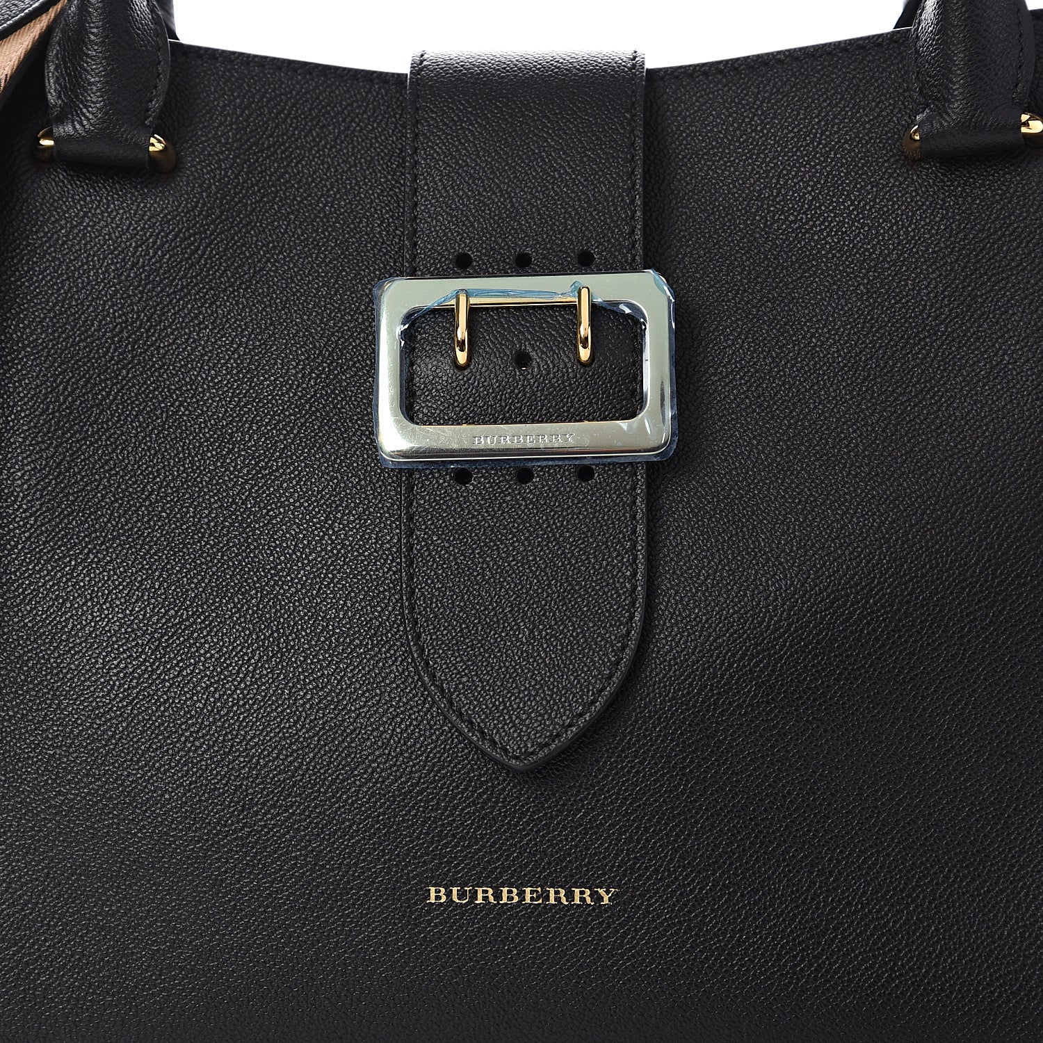 Burberry Soft Grain Calfskin Medium Buckle Tote Black 9 of 9