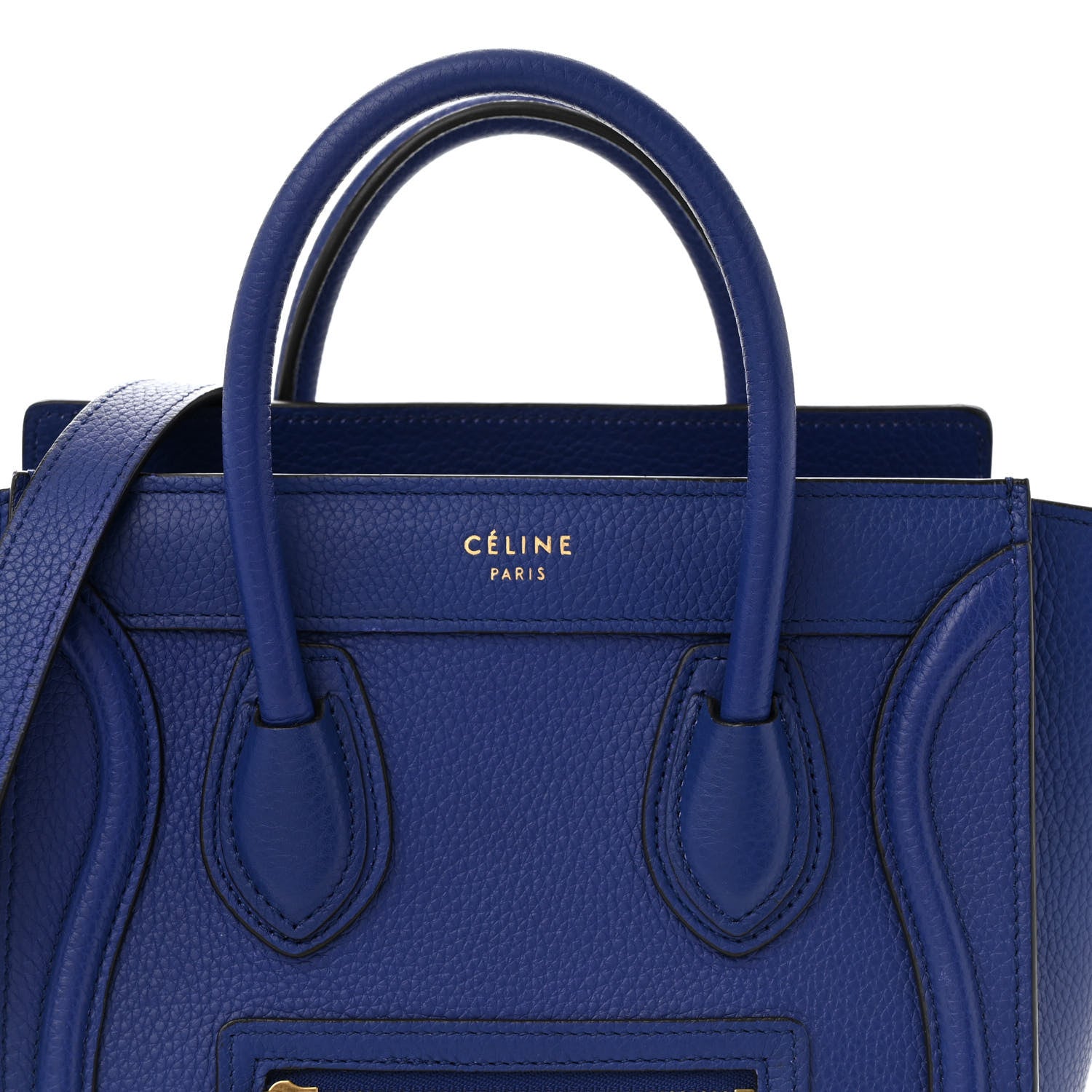 Celine Drummed Calfskin Nano Luggage Indigo 8 of 12