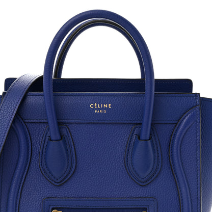 Celine Drummed Calfskin Nano Luggage Indigo 8 of 12