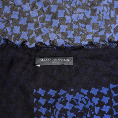 Alexander McQueen Modal Silk Skull Scarf Black Blue 3 of 4