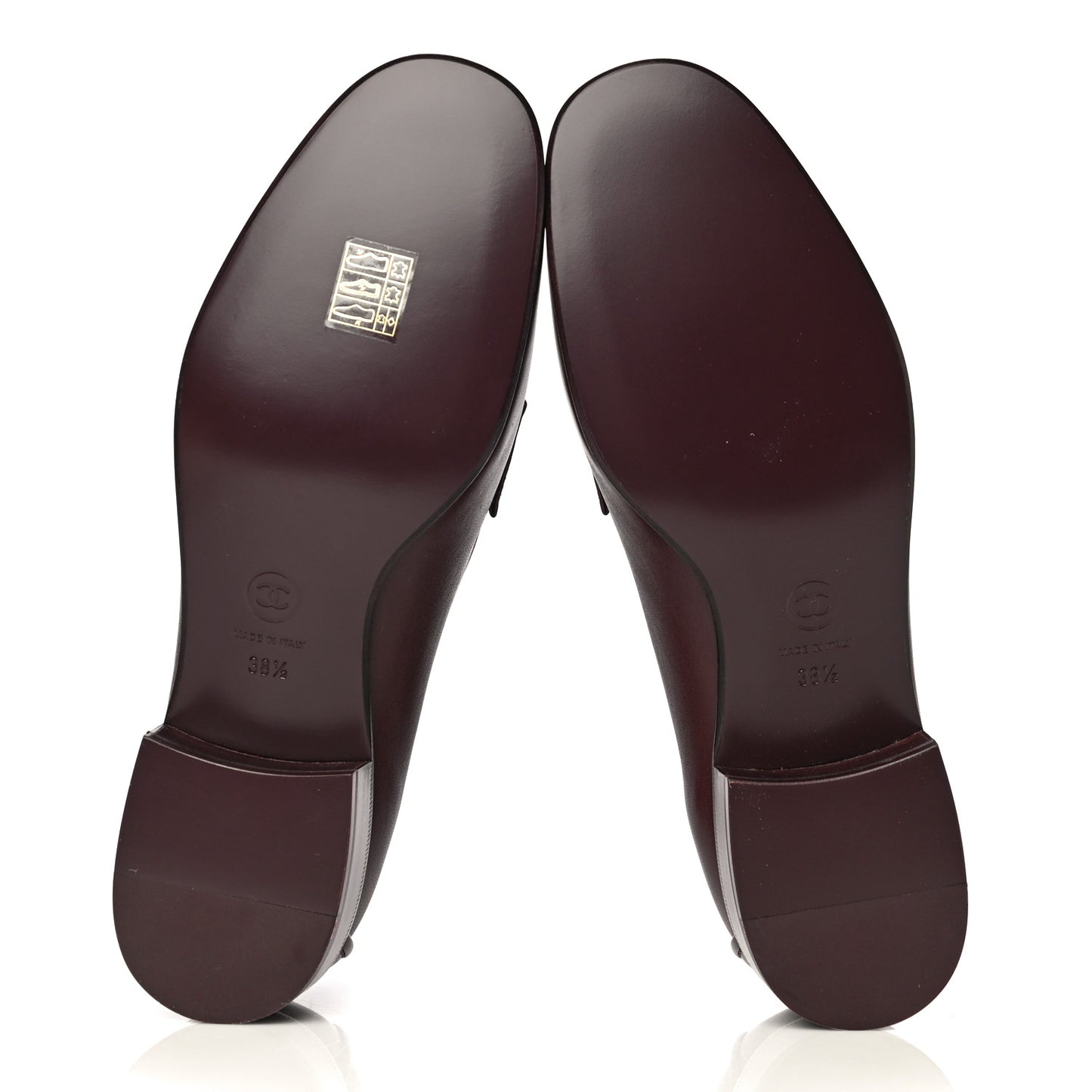 Lambskin Quilted Womens CC Loafers 38.5 Burgundy