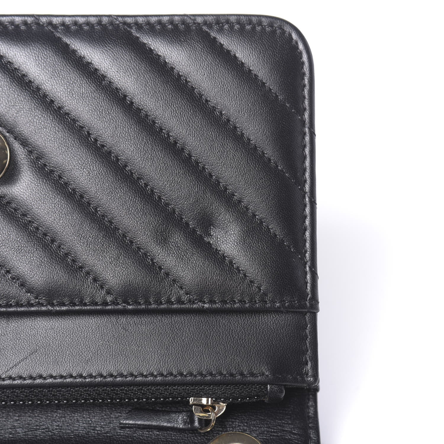 Chanel Lambskin Chevron Quilted Trendy CC Wallet On Chain WOC Black 13 of 15