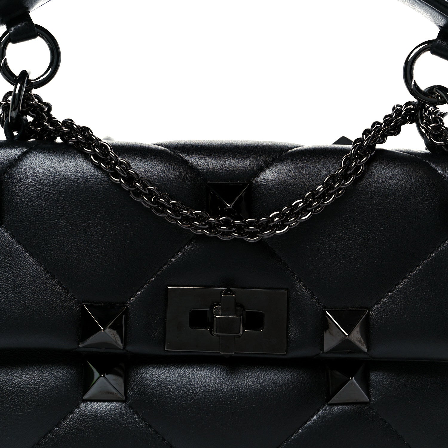 Valentino Garavani Nappa Monochrome Medium Roman Stud Shoulder Bag Black 8 of 10