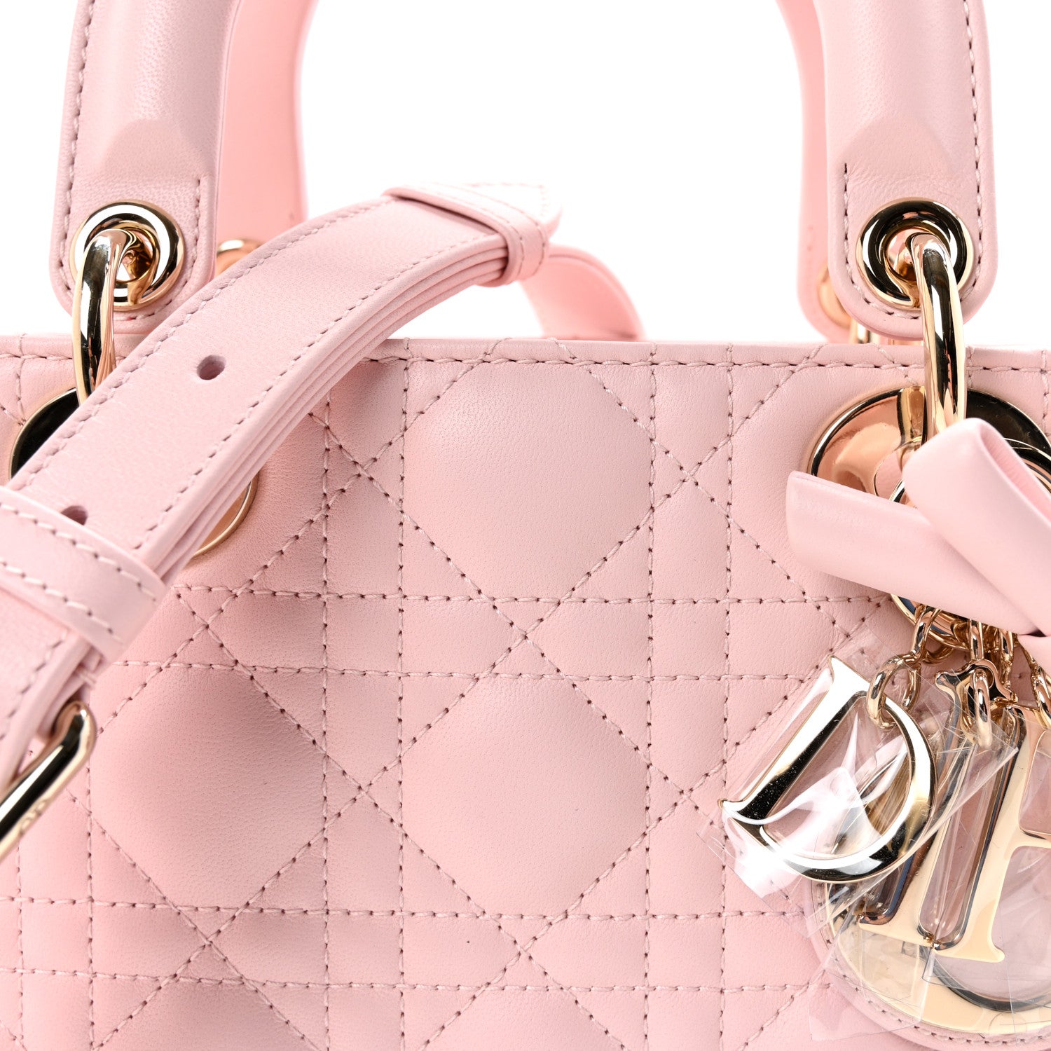Christian Dior Lambskin Cannage Small Lady Dior Rose Soupir 7 of 9