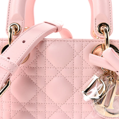 Christian Dior Lambskin Cannage Small Lady Dior Rose Soupir 7 of 9