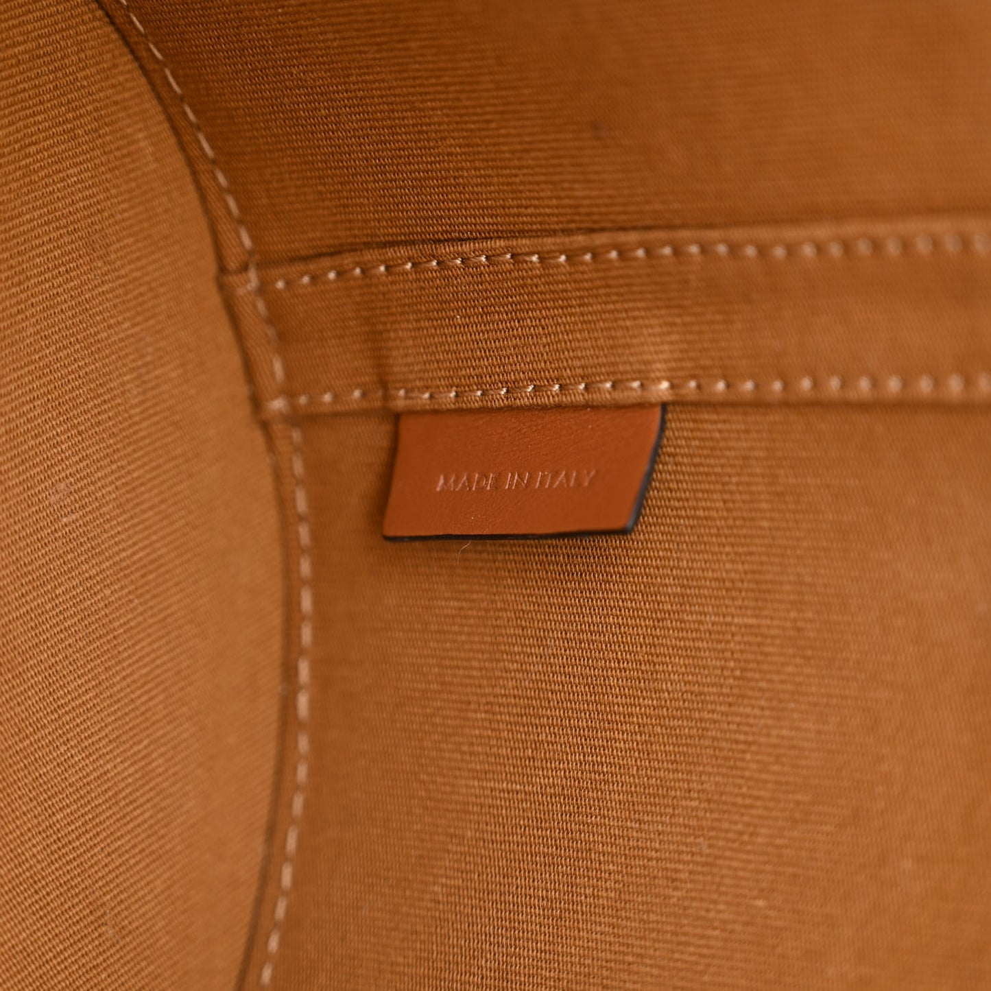 Calfskin Triomphe Canvas Medium Tambour Bag Tan