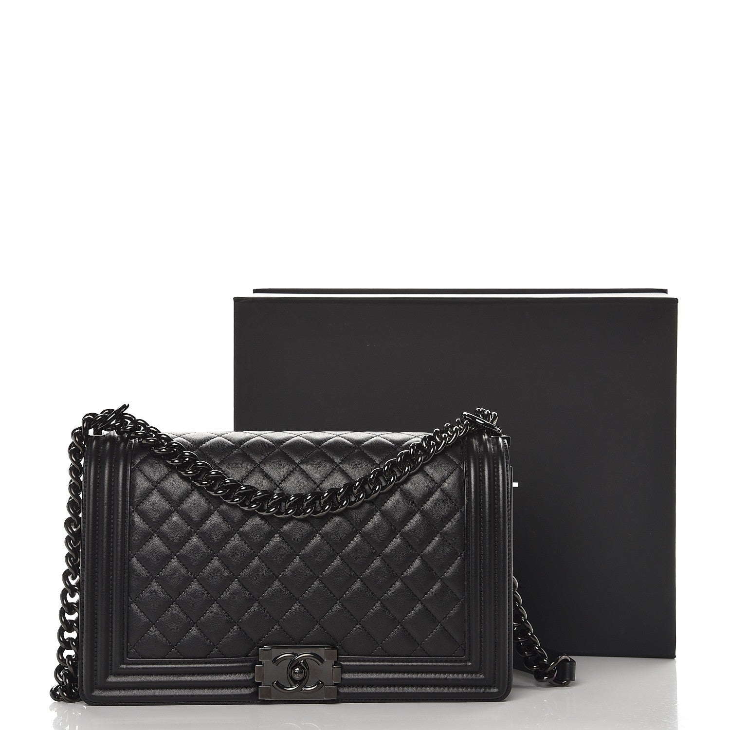Chanel Calfskin Quilted New Medium Boy Flap So Black 9 of 9