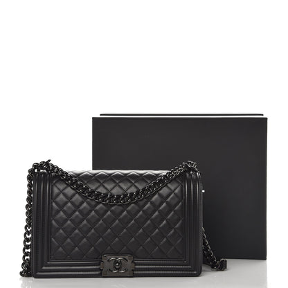 Chanel Calfskin Quilted New Medium Boy Flap So Black 9 of 9