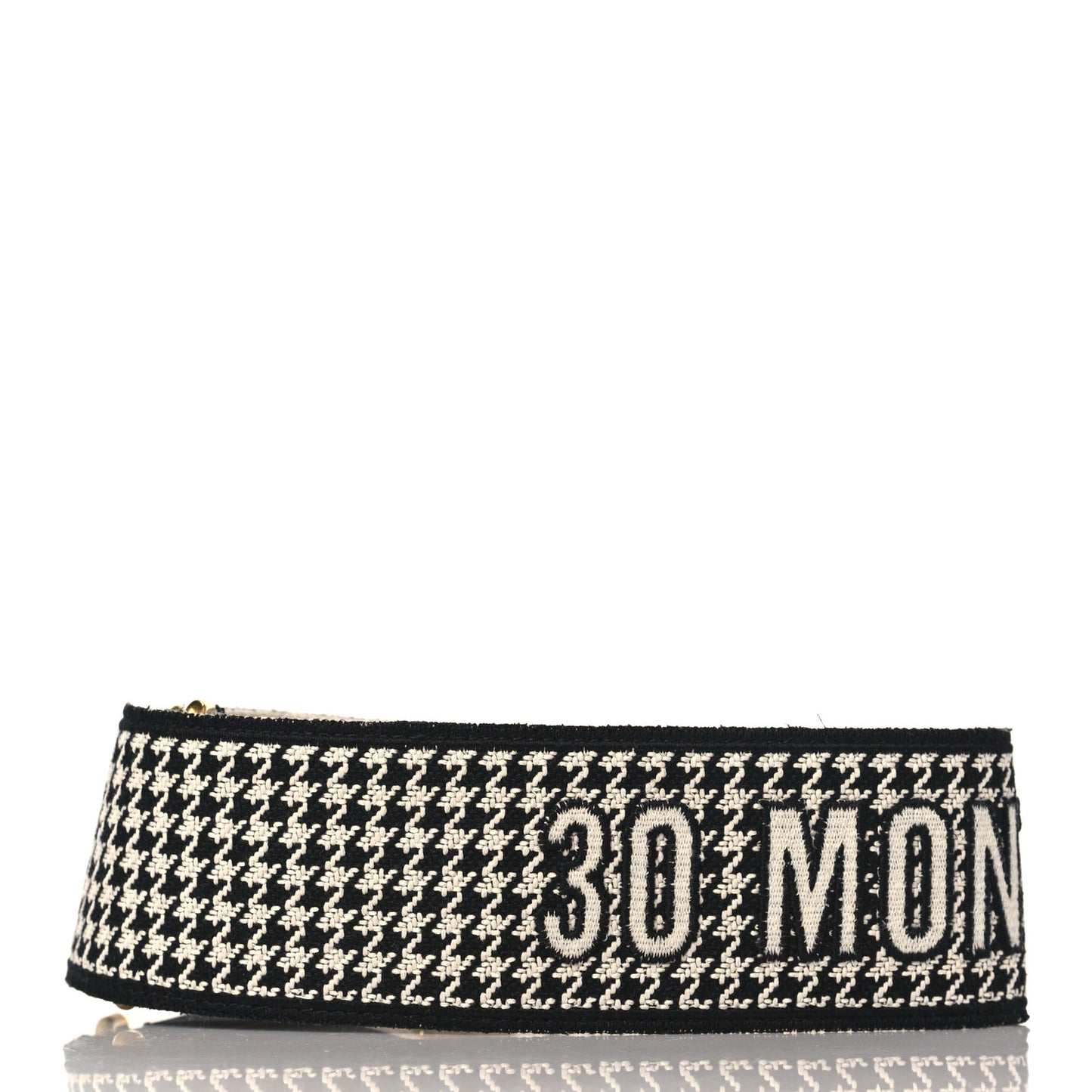 Canvas Houndstooth Embroidered 30 Montaigne Shoulder Strap Black White