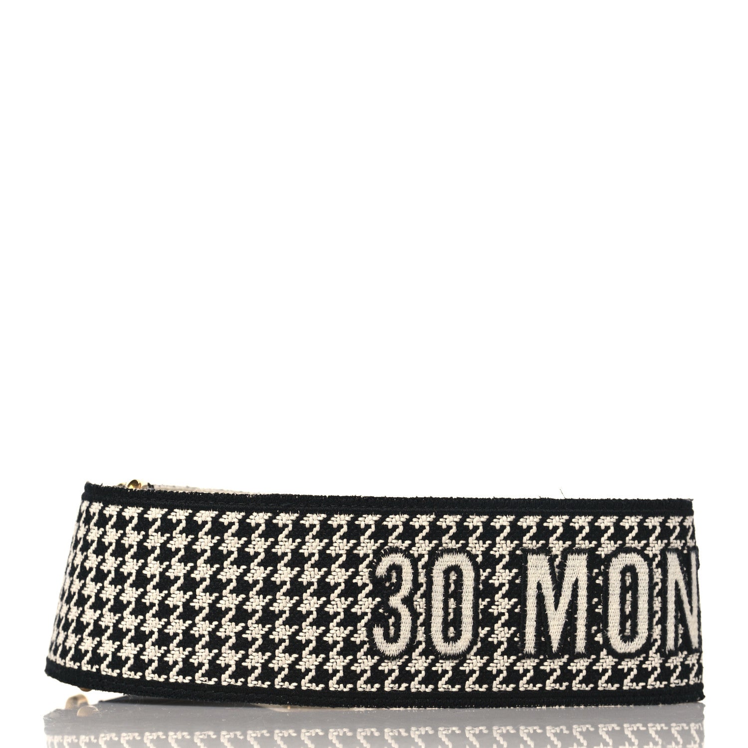 Christian Dior Canvas Houndstooth Embroidered 30 Montaigne Shoulder Strap Black White 2 of 5